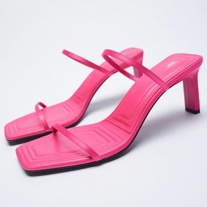 Zara HEELED SANDALS W/ THIN STRAPS PINK NEW